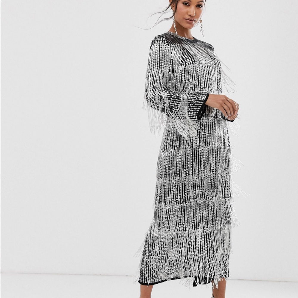 ASOS sequin fringe dress